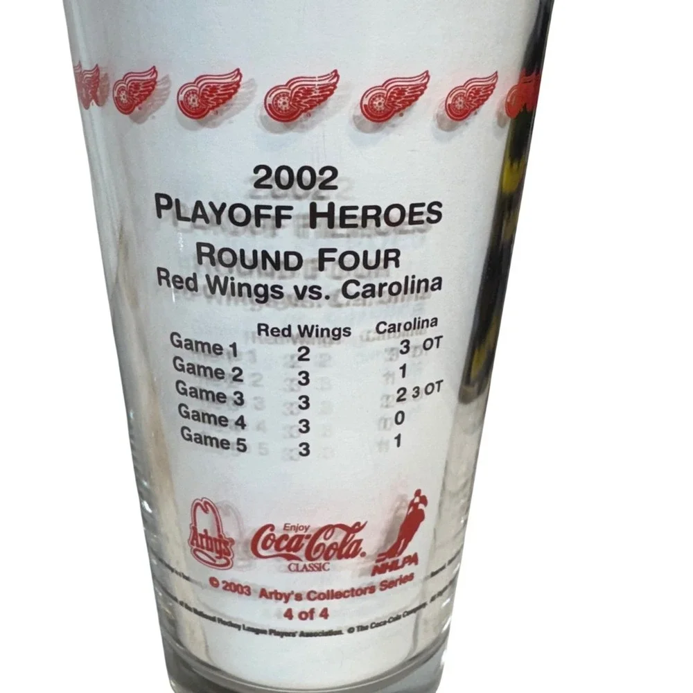 Arbys Detroit Red Wings 2002 Playoff Heroes Glass Nicklas Lidstrom Scotty Bowman